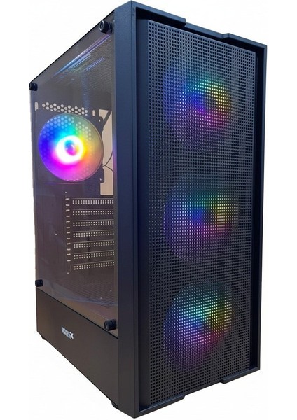 Adagan 4X12CM Raınbow Mid Tower Tempered Cam Gaming Bilgisayar Kasası