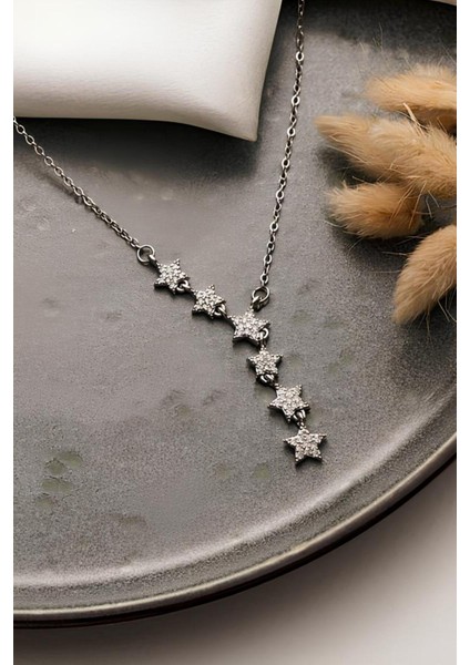 Kayan Yıldız Y Kolye Kararmaz Gümüş Kadın Zirkon Taşlı Çelik Kolye fırsatları