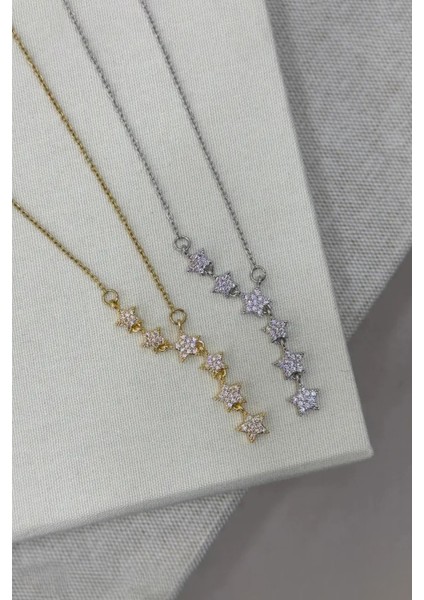 Kayan Yıldız Y Kolye Kararmaz Gümüş Kadın Zirkon Taşlı Çelik Kolye indirimleri