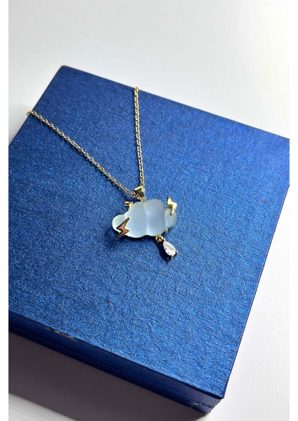 Kararmaz Kadın Gold Gök Gürültüsü Bulut Çelik Kolye