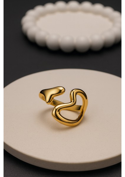 2'li Modern Dalga ve Kalp Açık Form Yüzük Seti Vip Yüzük indirimleri