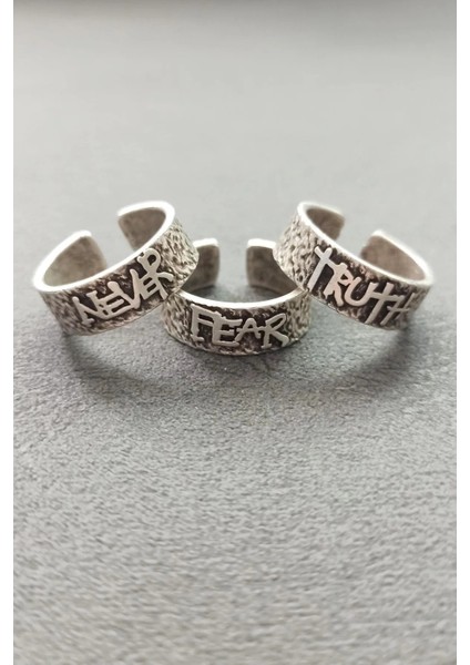 Never Fear Truth Johnny Depp Yüzüğü Erkek Yüzük Seti Gümüş Kaplama Ayarlanabilir Yüzük modelleri