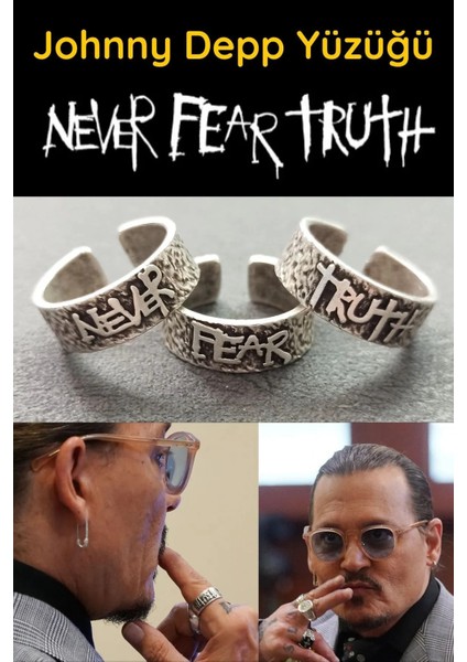 Never Fear Truth Johnny Depp Yüzüğü Erkek Yüzük Seti Gümüş Kaplama Ayarlanabilir Yüzük indirimleri