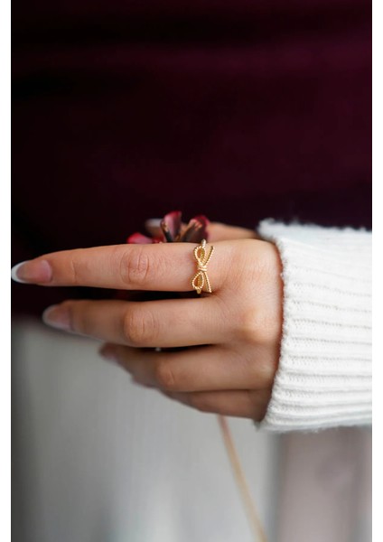 2'li Fiyonk ve Sezar Model Gold Ayarlanabilir Kadın Yüzük Set (2 Yüzük)