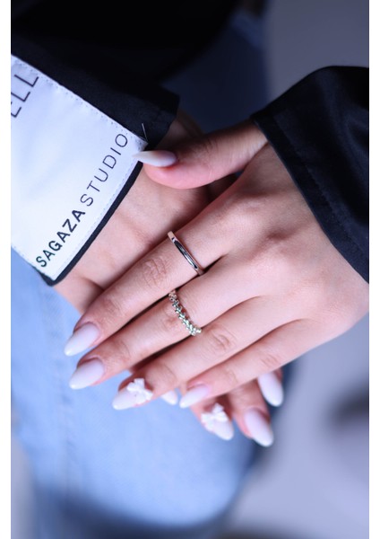 Gümüş Ayarlanabilir Minimal 2'li Yüzük Set fırsatları