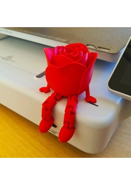 Dekoratif Eklemli Oturan Gül (PLA MALZEME)