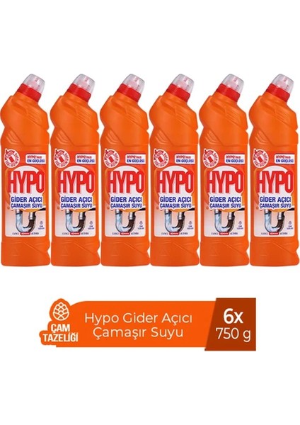 Hypo Gider Açıcı Çamaşır Suyu Çam Tazeliği 750 gr x 6 Adet