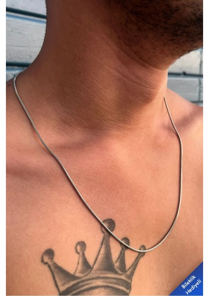 Unisex Ince Italyan Yılan Model Gümüş Kolye Çelik Zincir