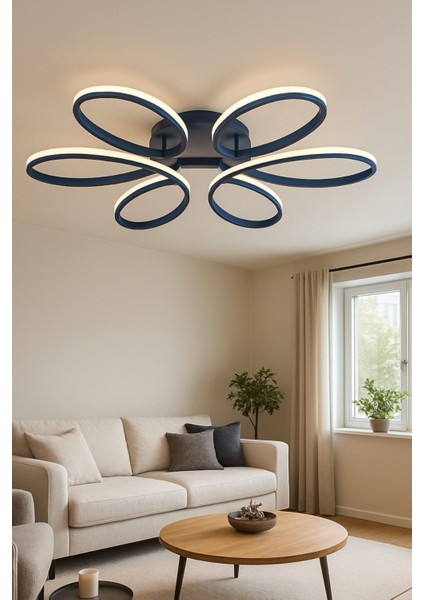 Antrasit Renk Modern Tasarım Yatak Odası - Salon - Mutfak Gün Işığı ve Beyaz LED Avize