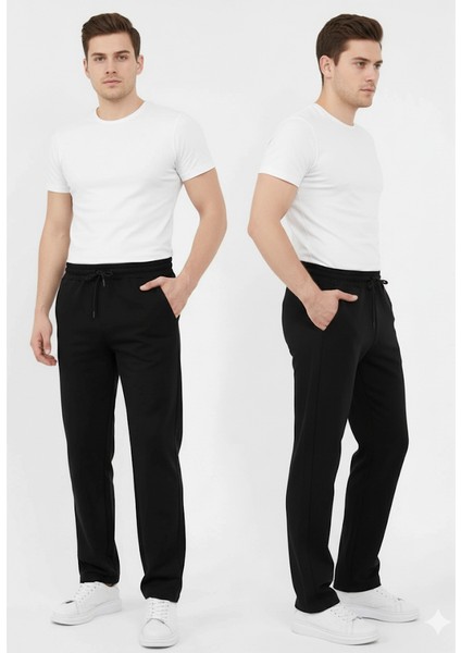 SMURF33 Siyah Düz Paça Erkek Eşofman Altı Rahat Kesim modelleri