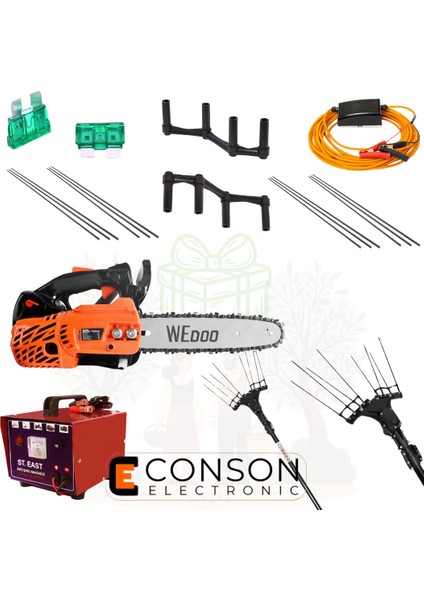 Akülü Zeytin Hasat Makinesi 36V Devir Ayarlı ve Benzinli Budama Testeresi Hediyeli