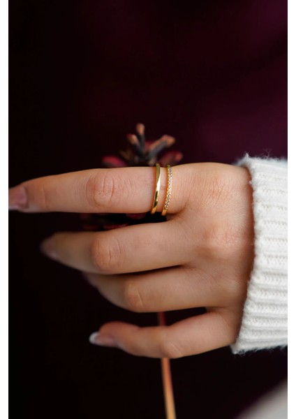 2'li Zirkon Taşlı Su Yolu ve Yaprak Model Gümüş Ayarlanabilir Kadın Yüzük Set (2 Yüzük) fırsatları