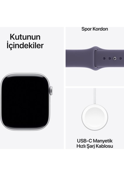Watch Series 11 Gps + Cellular, 46 mm Gümüş rengi Alüminyum kasa ve Sis moru Spor kordon - S/m