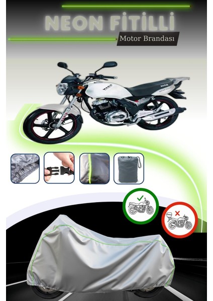 Gri Neon Fitilli Bisan Atlas 125 Uyumlu Motosiklet Brandası