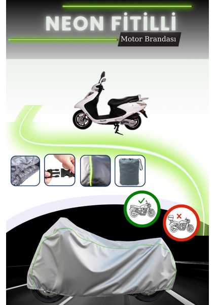 Gri Neon Fitilli Falcon Dolphin 125 Efı Uyumlu Motosiklet Brandası