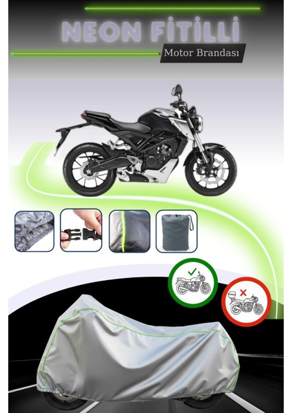 Gri Neon Fitilli Honda Cb 125 R Uyumlu Motosiklet Brandası