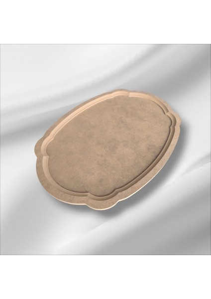 Ahşap Boyanabilir Oval Dalgalı Büyük Nişan Tepsisi-Sunumluk modelleri