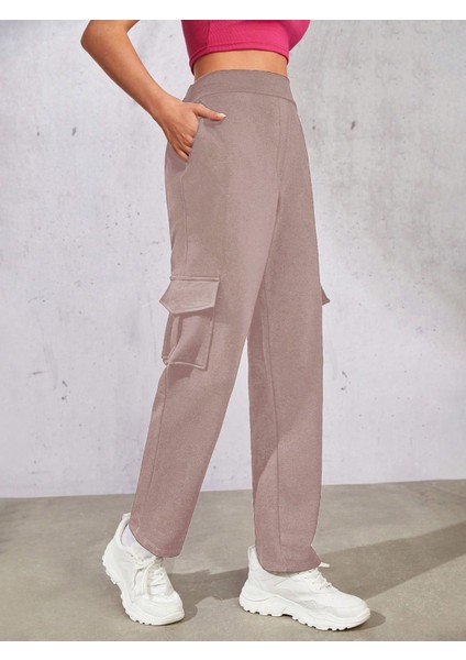 Kadın Camel Beli Lastikli Düz Paça Kargo Pantolon fırsatları
