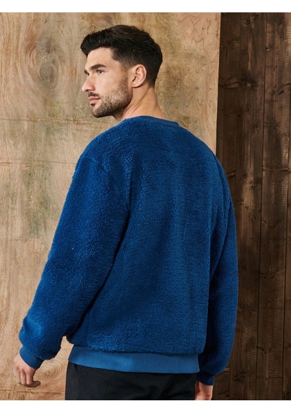 Lacivert V Yaka Düğmeli Peluş Hırka indirimleri