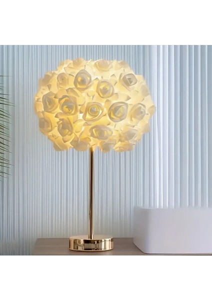 Bej 1 Adet Gül Çiçekli Masa Lambası Pe Abajur modelleri