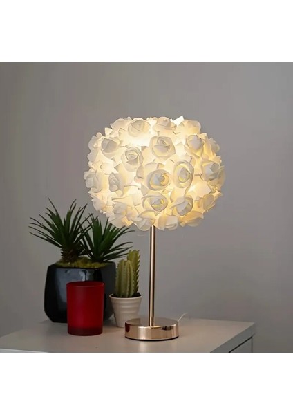 Bej 1 Adet Gül Çiçekli Masa Lambası Pe Abajur indirimleri