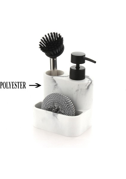 Polyester Sıvı Sabunluk, Süngerlik ve Lavabo Fırçası – Dekoratif & Dayanıklı modelleri