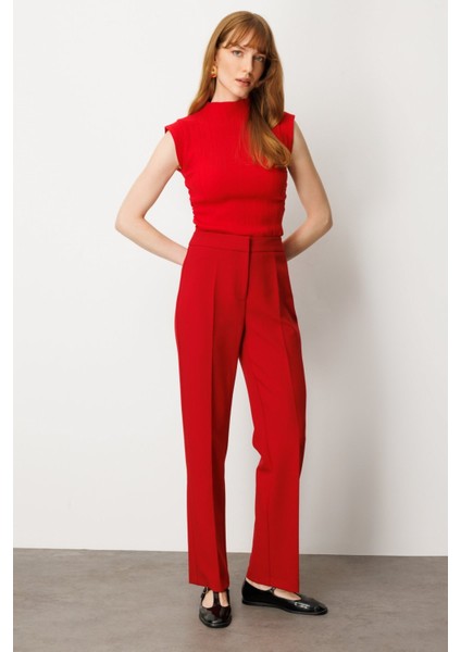 Düz Kesim Boru Paça Pantolon Kırmızı 05027 fiyatları