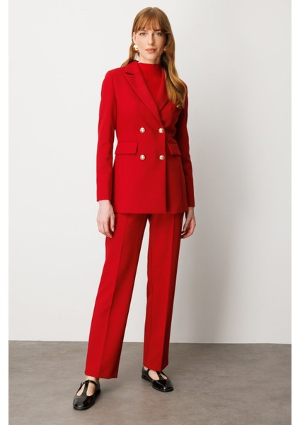 Düz Kesim Boru Paça Pantolon Kırmızı 05027 modelleri