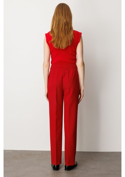 Düz Kesim Boru Paça Pantolon Kırmızı 05027 fırsatları