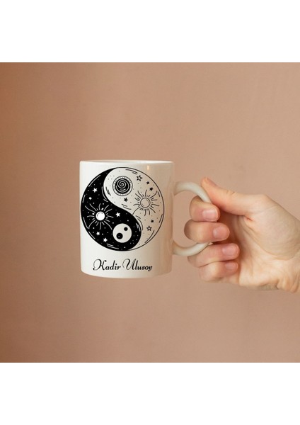 Kişiye Özel Yin Yang Tasarımlı Isimli Kupa