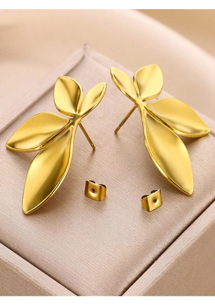 Kararmaz Çelik 4 Yaprak Çiçek Küpe modelleri