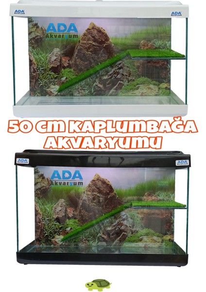 Su Kaplumbağası Akvaryumu Bahçeli Rampalı Dinlenme 50X30X25 cm Arka Plan Hediyeli indirimleri