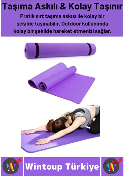 Taşıma Askılı Konforlu Su Geçirmez Kaymaz Pilates Aerobik Fitness Çadır Zemin Yer Minderi Kamp Matı