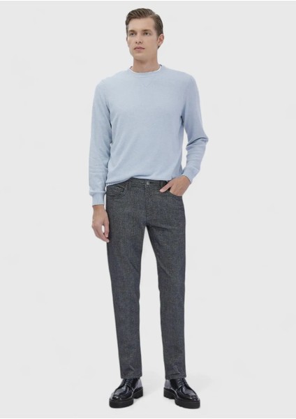 Antrasit Düz Dokuma Slim Fit Casual Pamuk Karışımlı Pantolon