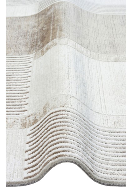 Lagos XW LGS 22 Krem Gri - Yıkanabilir Hav Vermez Modern Desenli Halı fiyatları