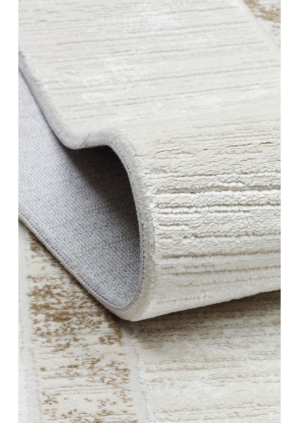 Lagos XW LGS 22 Krem Gri - Yıkanabilir Hav Vermez Modern Desenli Halı