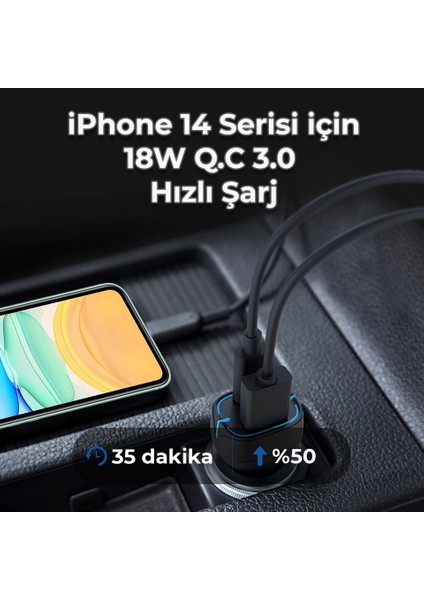 Bix 38W Usb-C 2 Port Araç Içi Hızlı Şarj Aleti Samsung Pps Destekli Akım Korumalı Güç Adaptörü Çakmaklık iPhone & Android & iPad Type-C Pd 3.0 20W + Qc 3.0 18W fiyatları