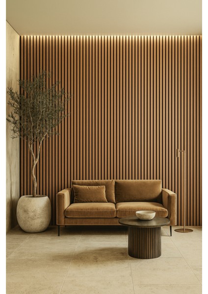 Mdf Ahşap Akustik Duvar Paneli Kalın Keçe 60 x 275 cm (Yeni Meşe) modelleri