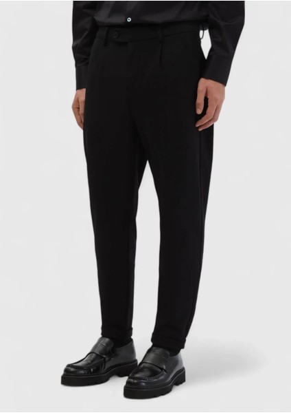 Siyah Düz Örme Regular Fit Casual Pantolon modelleri