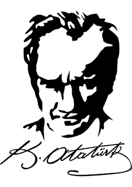 Kemal Atatürk Silueti ve Imzası Sticker 20 x 15 cm