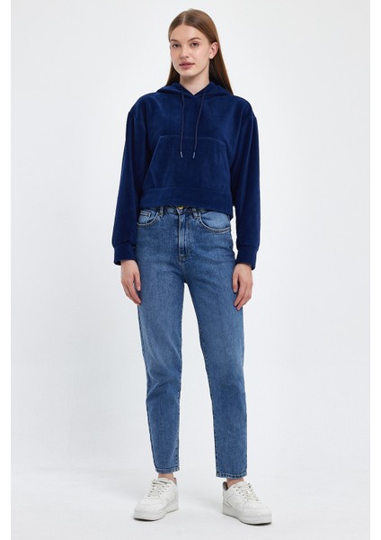 Kadın Rahat Kalıp Softech Polar Kapşonlu Kanguru Cepli Sweatshırt SPR24PWK98