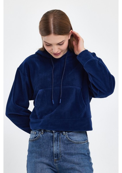 Kadın Rahat Kalıp Softech Polar Kapşonlu Kanguru Cepli Sweatshırt SPR24PWK98 fırsatları