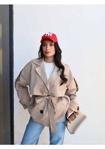 Kruvaze Yaka Kuşaklı Trench fiyatları