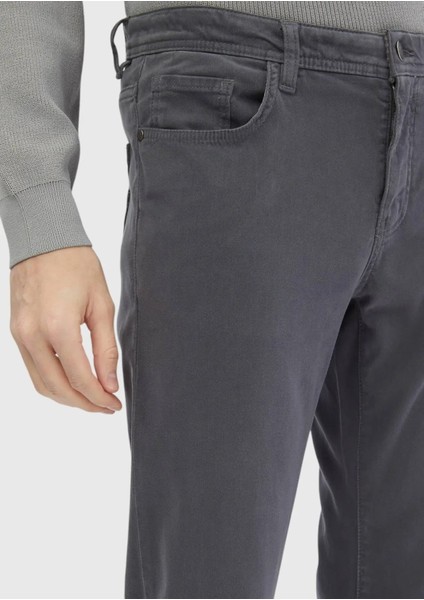 Koyu Gri Düz Dokuma Slim Fit Casual Pamuk Karışımlı Pantolon modelleri