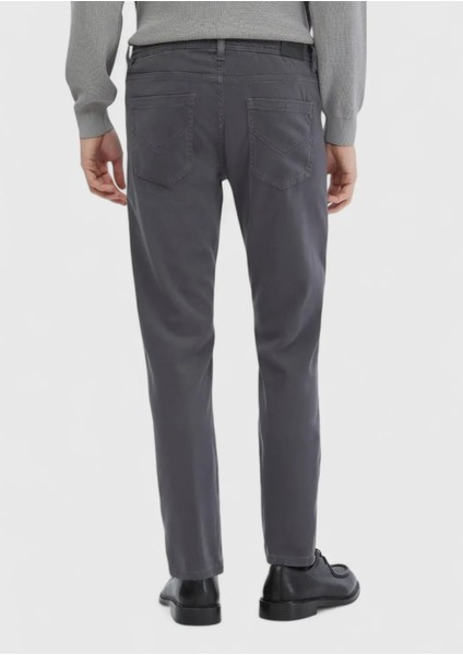 Koyu Gri Düz Dokuma Slim Fit Casual Pamuk Karışımlı Pantolon fırsatları