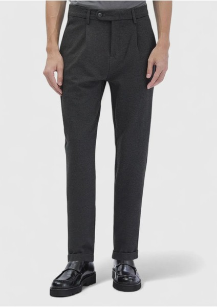 Koyu Gri Düz Örme Regular Fit Casual Pantolon fiyatları