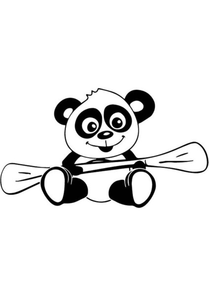 Kürek Çeken Panda Duvar Dekor Sticker 40 x 20 cm