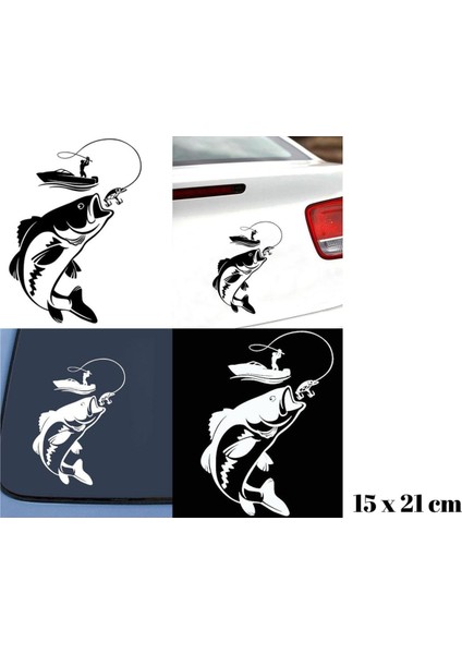 Balık Tutan Adam Oto Kaput Özel Yeni Sticker 15*21 cm