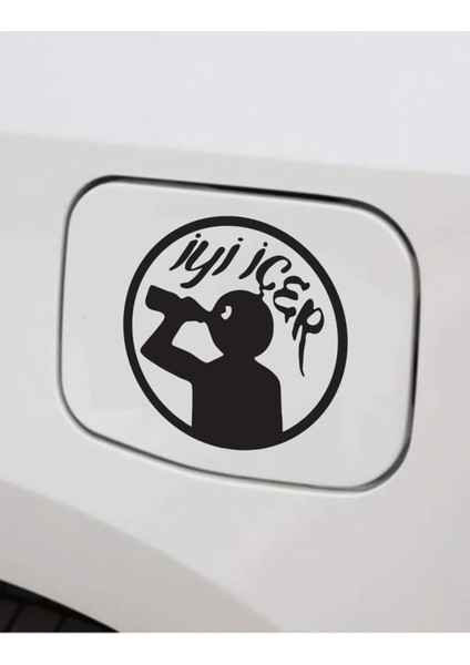 Iyi Içer Komik Oto Yakıt Depo Kapağı Özel Yeni Sticker 10*1,51 cm