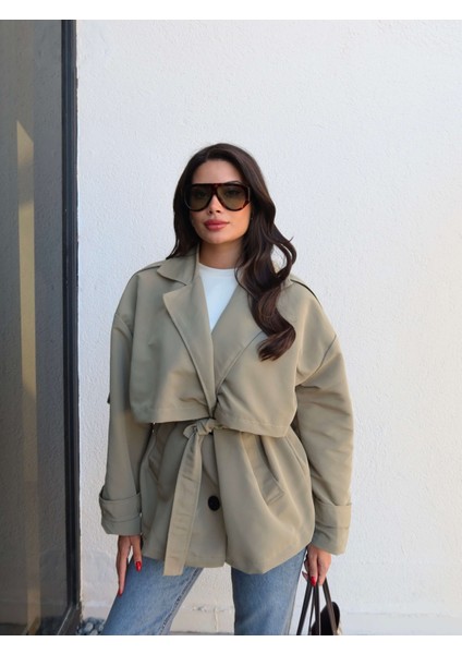 Kruvaze Yaka Kuşaklı Trench fırsatları